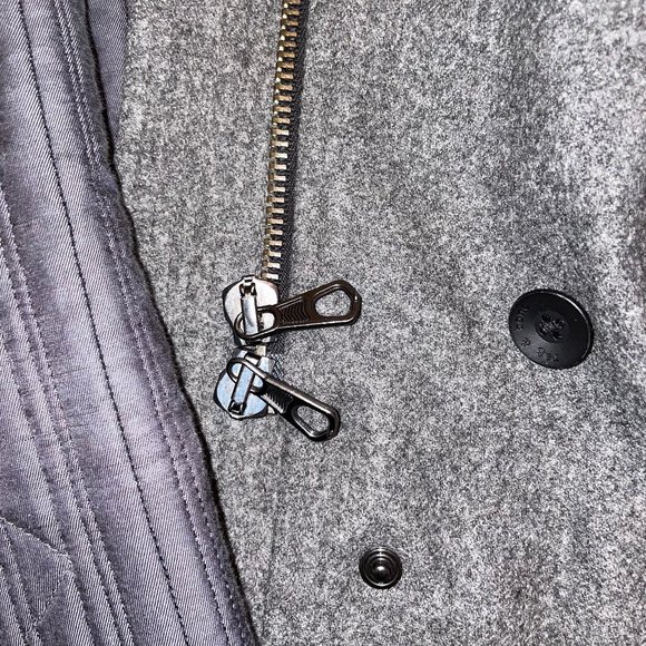 New Rag & Bone Wool Leather Faux Fur Trim Zip Up Hooded Coat Quilted Lining - Picture 9 of 15